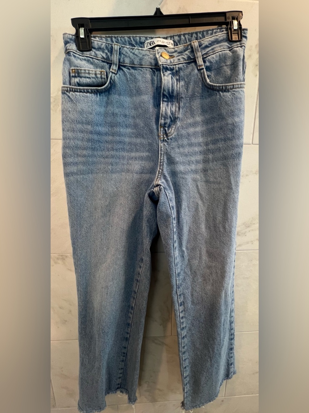 Zara Classic Light Wash Straight Leg Denim Jeans